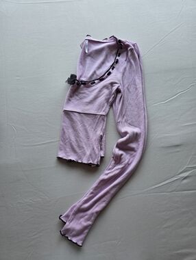 Out From Under Urban Outfitters Coquette Lilac Ribbed Top Size Small
